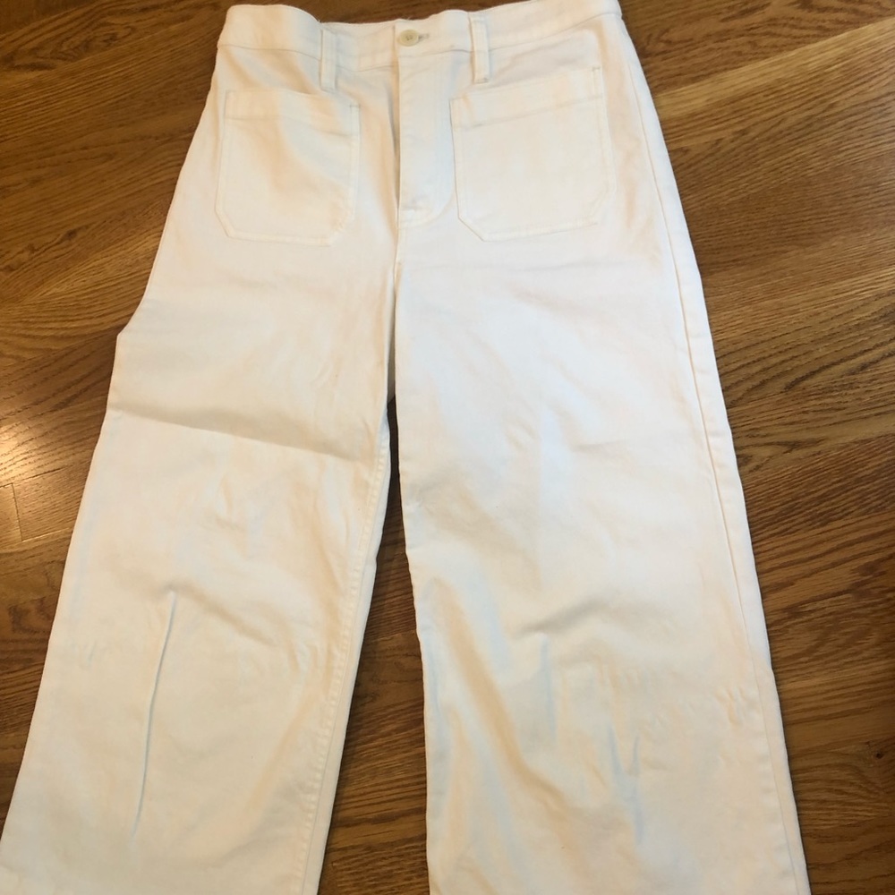 J Crew Point Sur wide leg denim crop pants